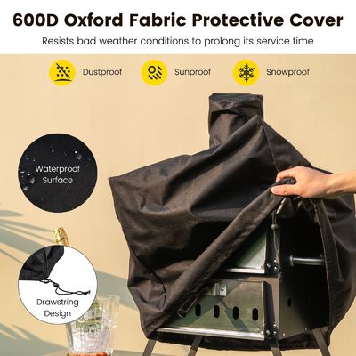 Waterproof Cover Included 2-Layer Wood Fired Pizza Oven with 30*30*1.0cm Pizza Stone