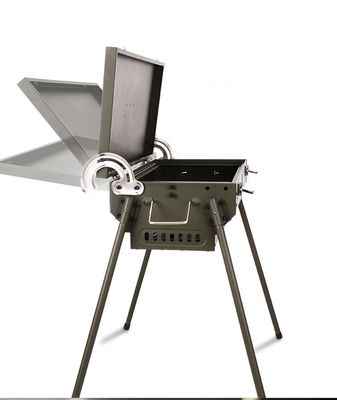 Chrome Plated Rotating Skewer Suitcase Grill Perfect for Camping and Outdoor Cooking