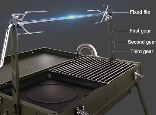 Chrome Plated Rotating Skewer Suitcase Grill Perfect for Camping and Outdoor Cooking