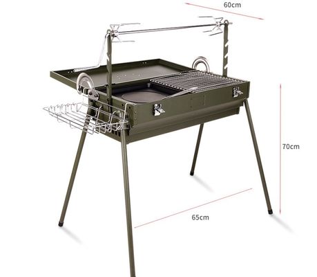 Chrome Plated Rotating Skewer Suitcase Grill Perfect for Camping and Outdoor Cooking