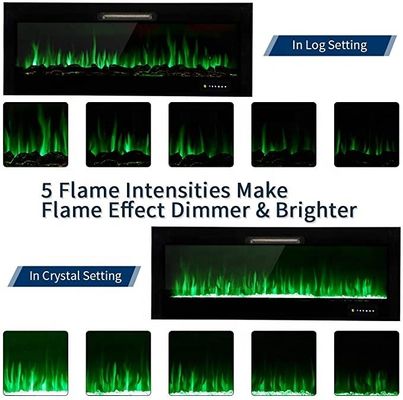 9 Flame Colors Artificial Flame Linear Recessed and Wall Mounted Electric Fireplace Heater