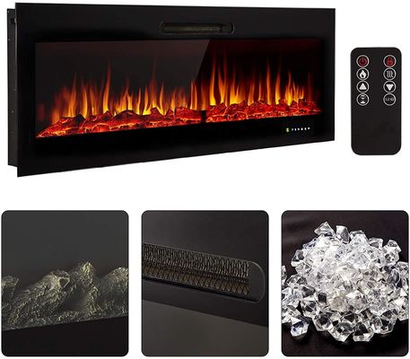 9 Flame Colors Artificial Flame Linear Recessed and Wall Mounted Electric Fireplace Heater