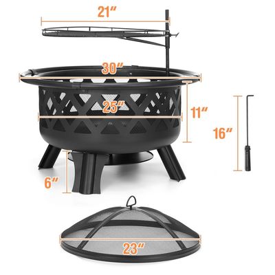 Directly Sell 30 Inch Steel Fire Pits for BBQ and Warmer Product Size 75.2*75.2*58.4 cm