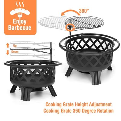 Directly Sell 30 Inch Steel Fire Pits for BBQ and Warmer Product Size 75.2*75.2*58.4 cm