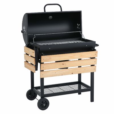 Adjustable Height Charcoal BBQ Grill Large Chicken Cooking Capacity Black Commercial