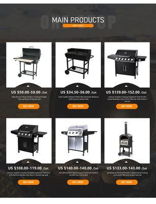 Adjustable Height Charcoal BBQ Grill Large Chicken Cooking Capacity Black Commercial