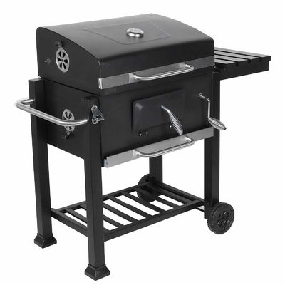 Garden Smoker Charcoal Grill Trolley with Two Plastic Wheels and Chrome Plated Finishing