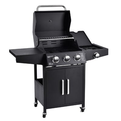 Flat Top Garden Gas BBQ Grill with Side Cooker 3 1 Steel Flame Safety Device 13000BTU*4