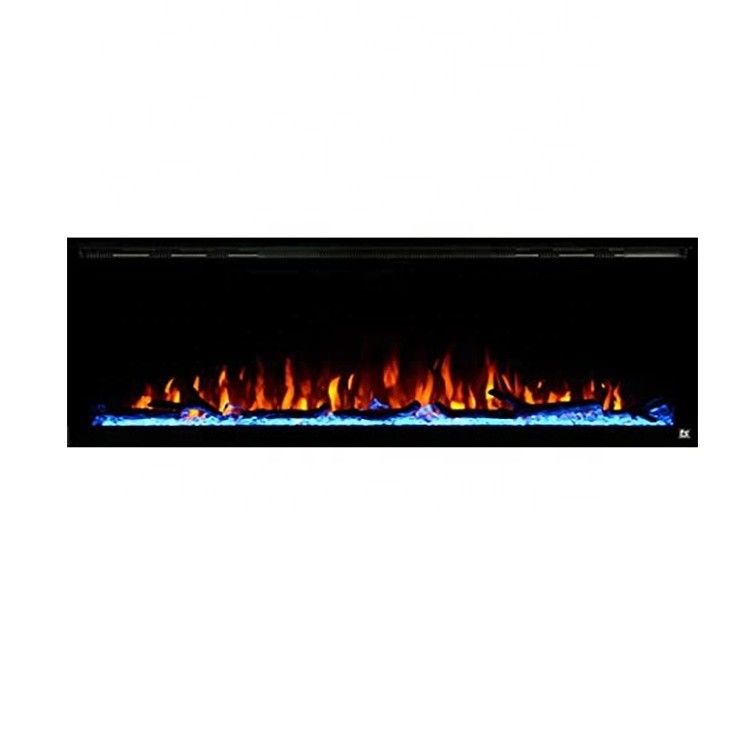 9 Flame Colors Artificial Flame Linear Recessed and Wall Mounted Electric Fireplace Heater