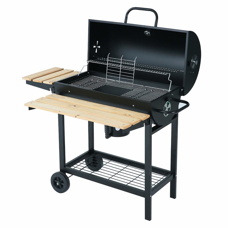 Adjustable Height Charcoal BBQ Grill Large Chicken Cooking Capacity Black Commercial